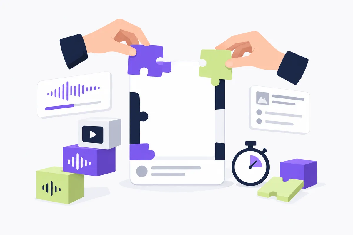 Video quality and workflow: building blocks fitting together into a blank ad card
