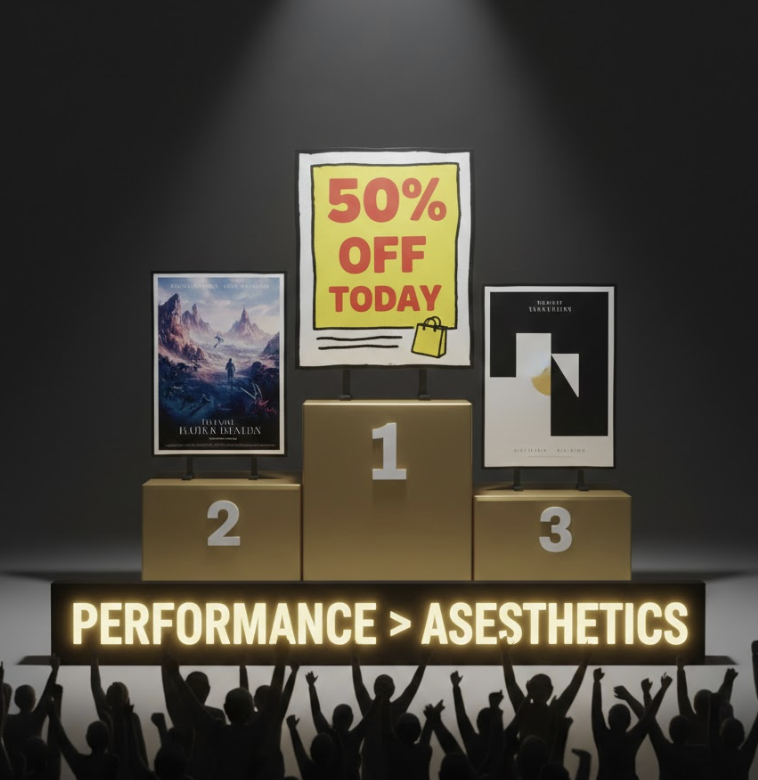 AI creative advertising generator interface showcasing multiple ad variations