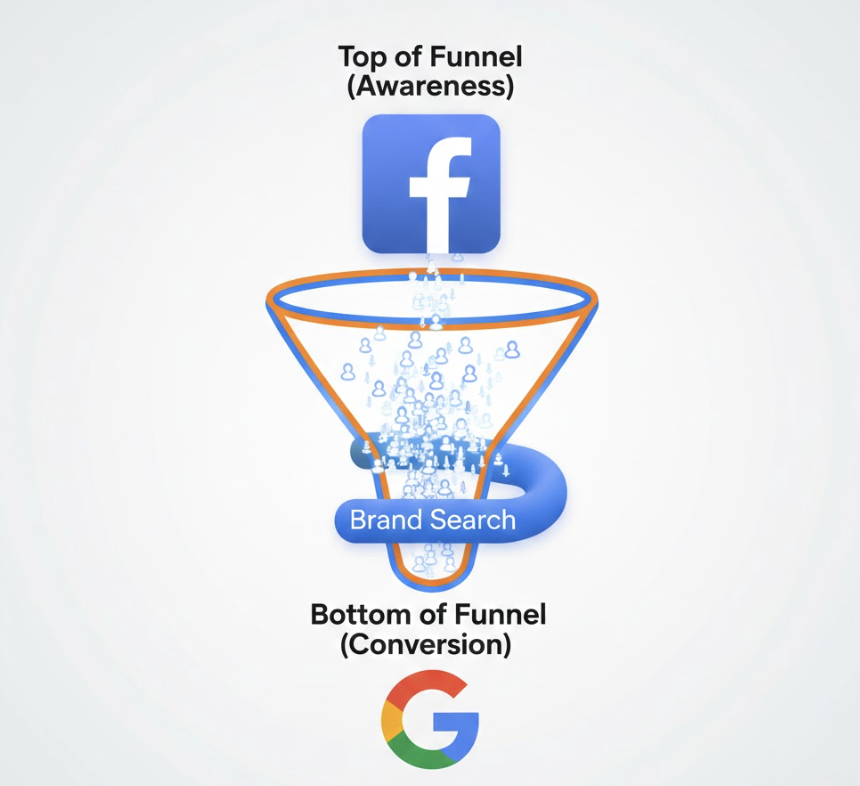 Chart comparing Google Demand Capture vs Facebook Demand Generation