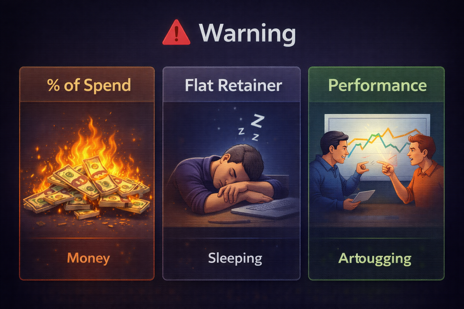 Graph comparing ad agency pricing models and performance